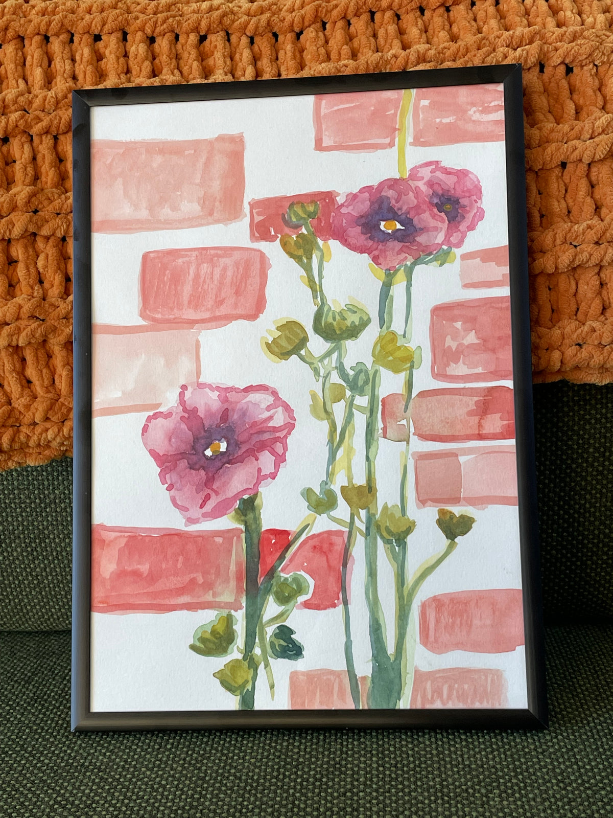 Akvarel Maleri "Blomster Muren"