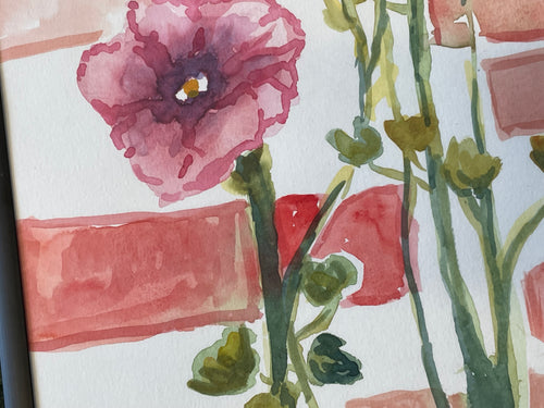 Akvarel Maleri "Blomster Muren"