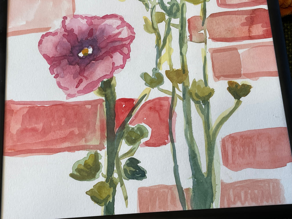 Akvarel Maleri "Blomster Muren"